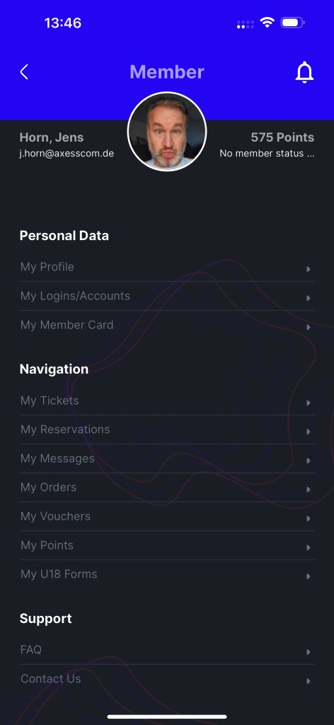 Guestastic App – Mitgliederprofil mit Status und Rewards